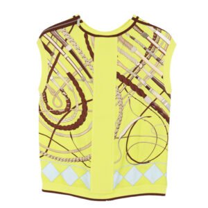 Hermes Yellow/Blue Equestrian Silk & Knit Vest Top 36 | AlmaBagz