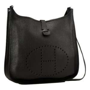 Hermes Evelyne PM Shoulder Bag Taurillon Clemence Calfskin SHW Noir Black | AlmaBagz