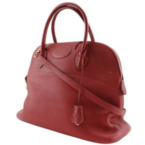 HERMES Handbag Taurillon Clemence Red/Gold Metal 2WAYShoulder Bored 35 Women Used | AlmaBagz