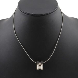 HERMES Necklace metallic Silver H cube Cardue Ash Women Used | AlmaBagz