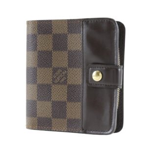 LOUIS VUITTON Bifold Wallet M61668 Damier canvas Brown Compact zip Women Used | AlmaBagz