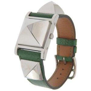 HERMES Watches Quartz ME1.250 Silver925 , Leather green Medor Silver dial Women Used | AlmaBagz