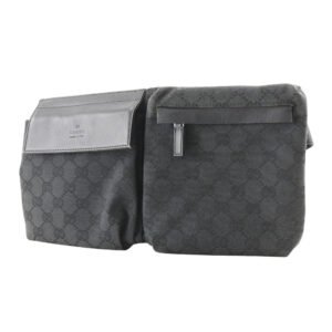 GUCCI Waist bag 28566 GG canvas, leather black Sling bag unisex(Unisex) Used | AlmaBagz