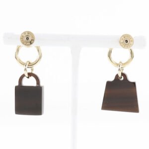 HERMES Pierce Buffalo Horn, Plated Gold Brown x Gold Amulet Women Used | AlmaBagz