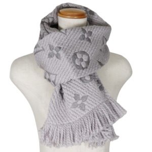 LOUIS VUITTON Scarf Wool silk gray Esharp Logomania Women(Unisex) Used | AlmaBagz