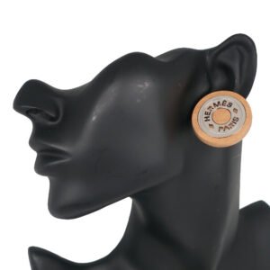 HERMES Earring Wood, Metal Brown/Silver Serie Women Used | AlmaBagz