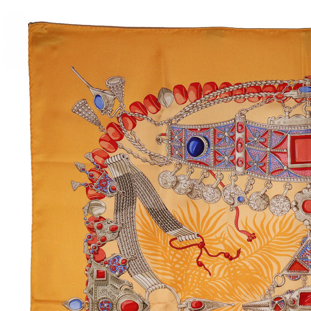 HERMES scarf silk Orange TERRES PRECIEUSES Carre90 Women Used | AlmaBagz