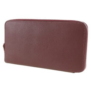 HERMES Long Wallet Purse Epsom wine-red Azap Silk In Long Women Used | AlmaBagz