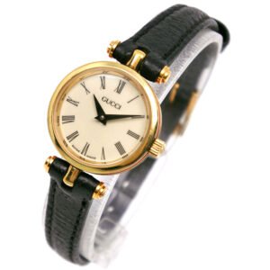 GUCCI Watches Quartz Plated Gold , Leather beige Sherry Ivory dial | AlmaBagz