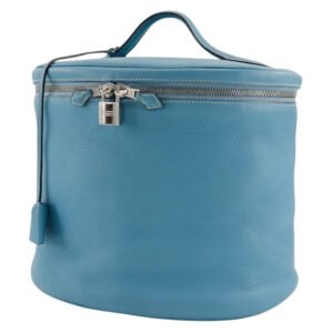 HERMES Handbag Taurillon Clemence Light blue/Silver Metal 2WAYShoulder Vanity Inter City Women Used | AlmaBagz