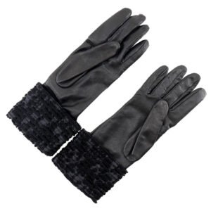HERMES gloves Lambskin, Satin black Glove Women 7 1/2 Used | AlmaBagz