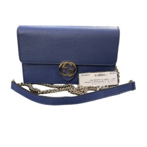 Gucci Interlocking G Calfskin Wallet Crossbody blue | AlmaBagz