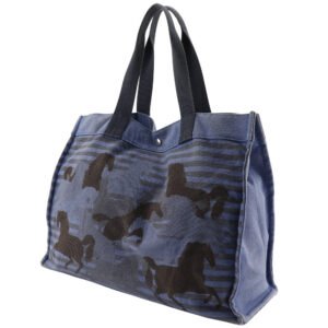 HERMES Tote Bag canvas Blue, Black Chevault Women(Unisex) Used | AlmaBagz