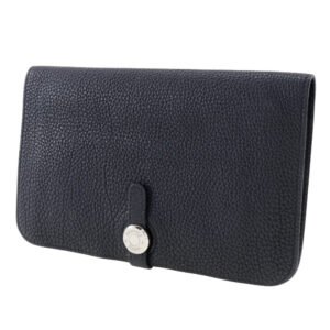 HERMES Long Wallet Purse Togo Black/Silver Metal Dogon GM Women(Unisex) Used | AlmaBagz