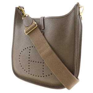HERMES Shoulder Bag Taurillon Clemence Gold Metal Evelyn 3PM Women Used | AlmaBagz