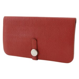 HERMES Long Wallet Purse Togo Red Dogon Long Women Used | AlmaBagz