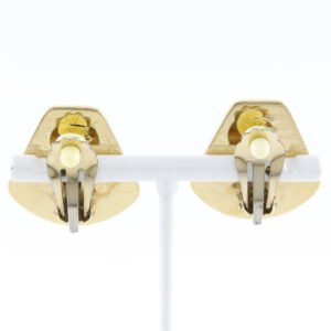HERMES Earring Plated Gold black Cloisonne Emile Harp motif Women Used | AlmaBagz