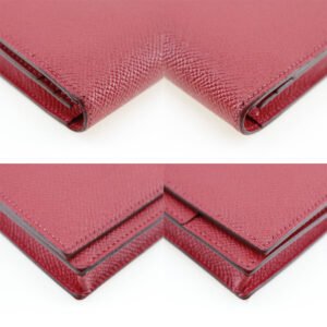 HERMES Long Wallet Purse Epsom Red Beansufla Women Used | AlmaBagz