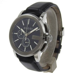 GUCCI Watches Quartz 101.2 Stainless Steel , Embossed Leather black G Chrono black dial | AlmaBagz
