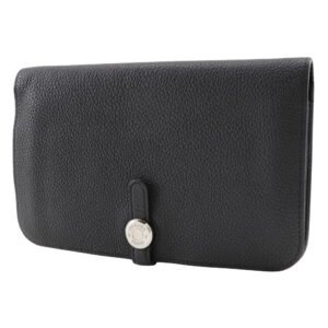 HERMES Long Wallet Purse Togo black Dogon GM | AlmaBagz
