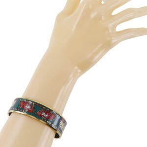 HERMES Bangle Plated Gold Green Flag & Bird Emilel GM | AlmaBagz