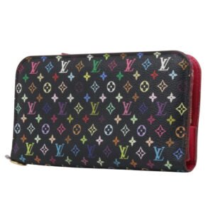 LOUIS VUITTON Long Wallet Purse M93754 Monogram multicolor Black / pink Portefeuille Ansolit | AlmaBagz