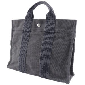 HERMES Handbag Nylon canvas gray Her Line Tote PM | AlmaBagz