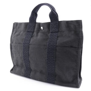 HERMES Handbag Nylon canvas gray Her LineTote MM | AlmaBagz