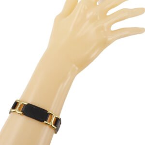 HERMES bracelet Calfskin , Plated Gold black vintage H logo | AlmaBagz