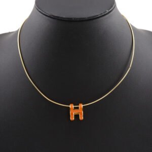HERMES Necklace Silver925 Gold / orange wire Pop H | AlmaBagz