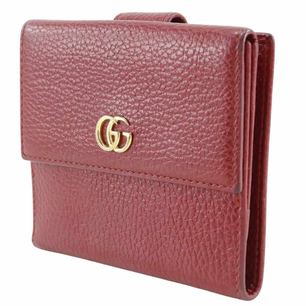 GUCCI Bifold Wallet 456122 leather Red GG Marmont | AlmaBagz