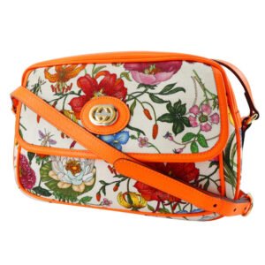 GUCCI Shoulder Bag 550147 Canvas, Leather Orange Floral GG Flora | AlmaBagz