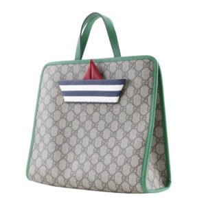 GUCCI Handbag 605662 GG Supreme Canvas Brown / green Children's Boat Tote Bag | AlmaBagz