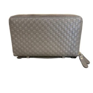 Gucci Microguccissma Double Zip Wallet Bag Gray | AlmaBagz