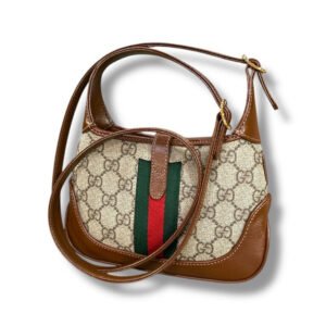 Gucci Mini Jackie Bag canvas leather tan | AlmaBagz