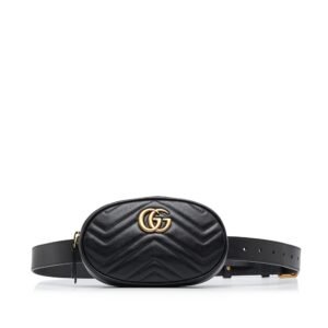 Gucci GG Marmont Belt Bag Black Matelassé | AlmaBagz