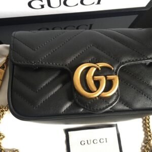 Gucci Mini Marmont Womens Bag with Brand Accessories (Black) | AlmaBagz