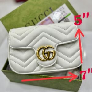 Gucci Mini Marmont Womens Bag with Brand Accessories (White) | AlmaBagz