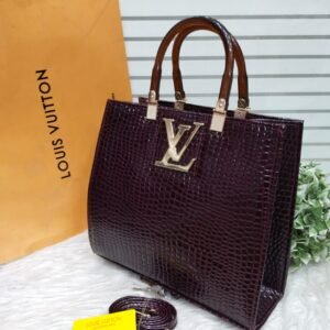Louis Vuitton Luxury Women's Tote Bag - Stylish Zip Closure with Long Belt (Maroon) | AlmaBagz