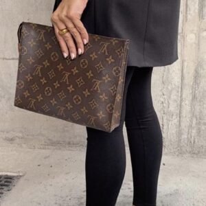 Louis Vuitton Cross Body Pouch - 2-Piece Set (Brown + Black Band) | AlmaBagz