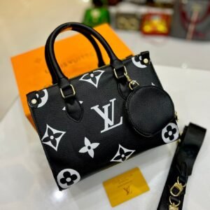 Louis Vuitton Handbag with Pouch - 2-Piece Set (Black White LV Print) | AlmaBagz