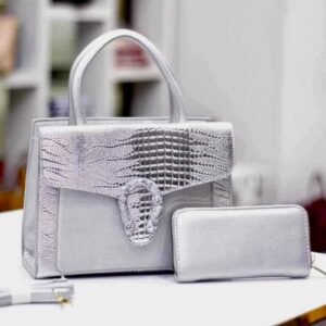 GUCCI 2-Piece Set: Handbag with Clutch (Silver) | AlmaBagz
