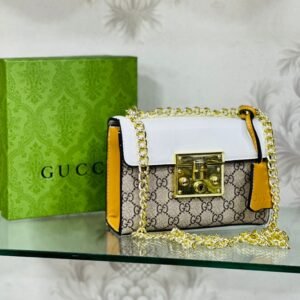 Gucci Padlock Master Quality Crossbody Bag with Lock and Key (Orange+white) | AlmaBagz