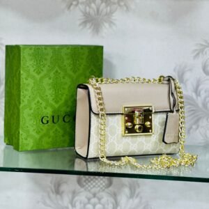 Gucci Padlock Master Quality Crossbody Bag with Lock and Key (Beige) | AlmaBagz