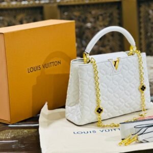 Louis Vuitton Capucines - Luxury Women's Bag (White/Gold) | AlmaBagz