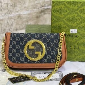 GUCCI Blondie Small Shoulder Bag – Iconic Style with Gold-Toned Hardware (Grey) | AlmaBagz