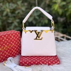 Louis Vuitton Mini Capucines Handbag with Long Belt (white) | AlmaBagz