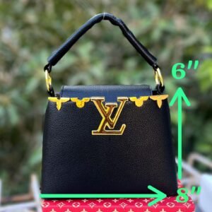 Louis Vuitton Mini Capucines Handbag with Long Belt (black) | AlmaBagz