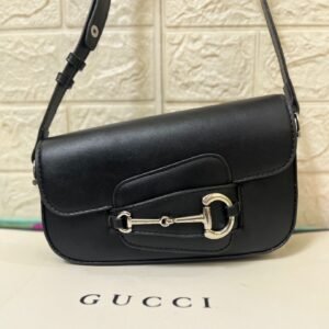 Gucci Horsebit 1955 Monogrammed Small Shoulder Bag (black) | AlmaBagz