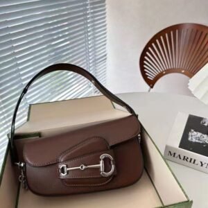 Gucci Horsebit 1955 Monogrammed Small Shoulder Bag (brown) | AlmaBagz